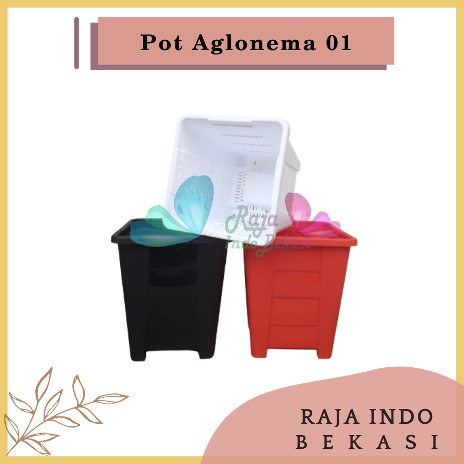 Pot Kotak Tinggi Lubang Samping Kecil 01 Putih Hitam Orange Coklat Pot Aglonema Kaktus Besar Tinggi 