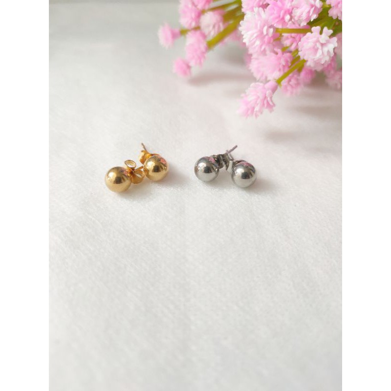 Anting Tusuk Bulat Polos Import Wanita