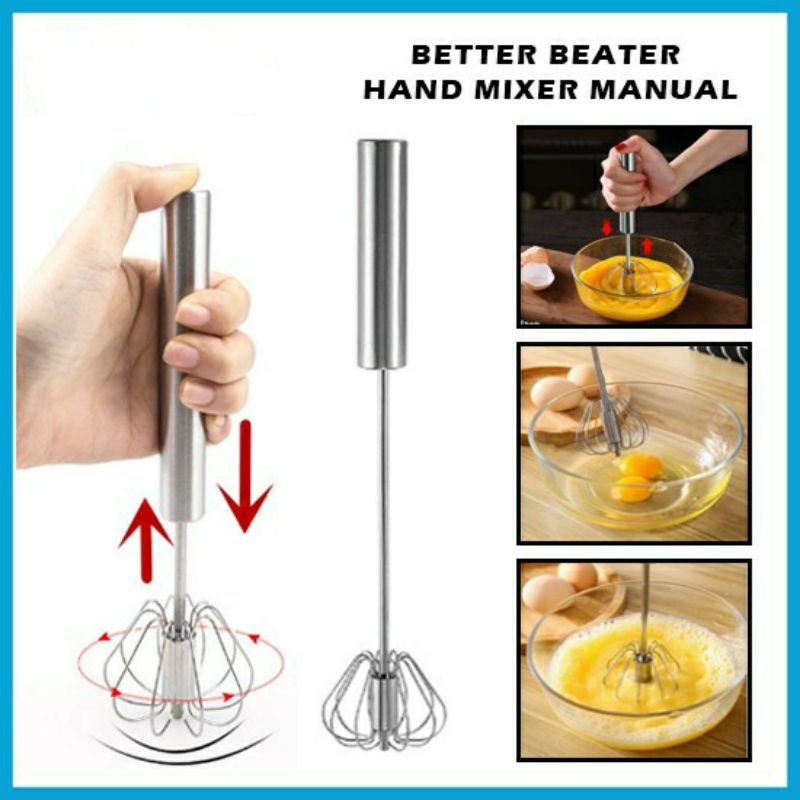 SSD - Mixer Tangan Alat Pengocok Manual Stainless Pengocok Telur warna Putih