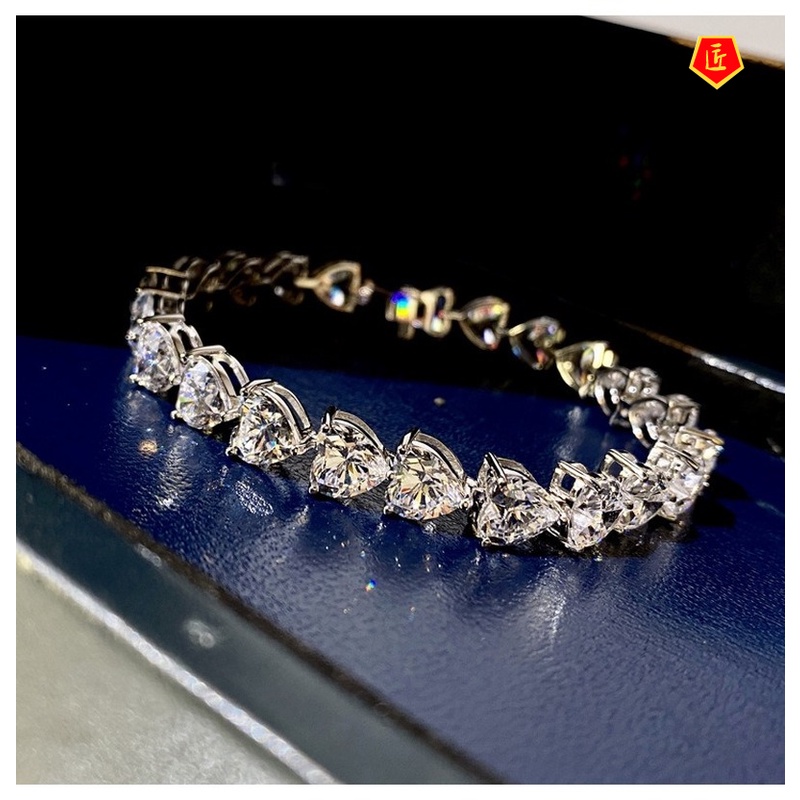 [Ready Stock]Moissanite Heart Bracelet Female Luxury Fashion