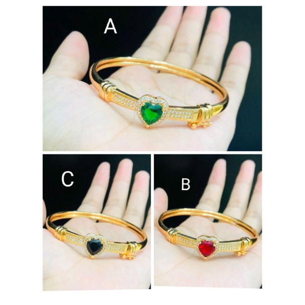 Ramk08. Gelang tangan xuping wanita lapis emas dgn mata zircon ukuran 6 cm