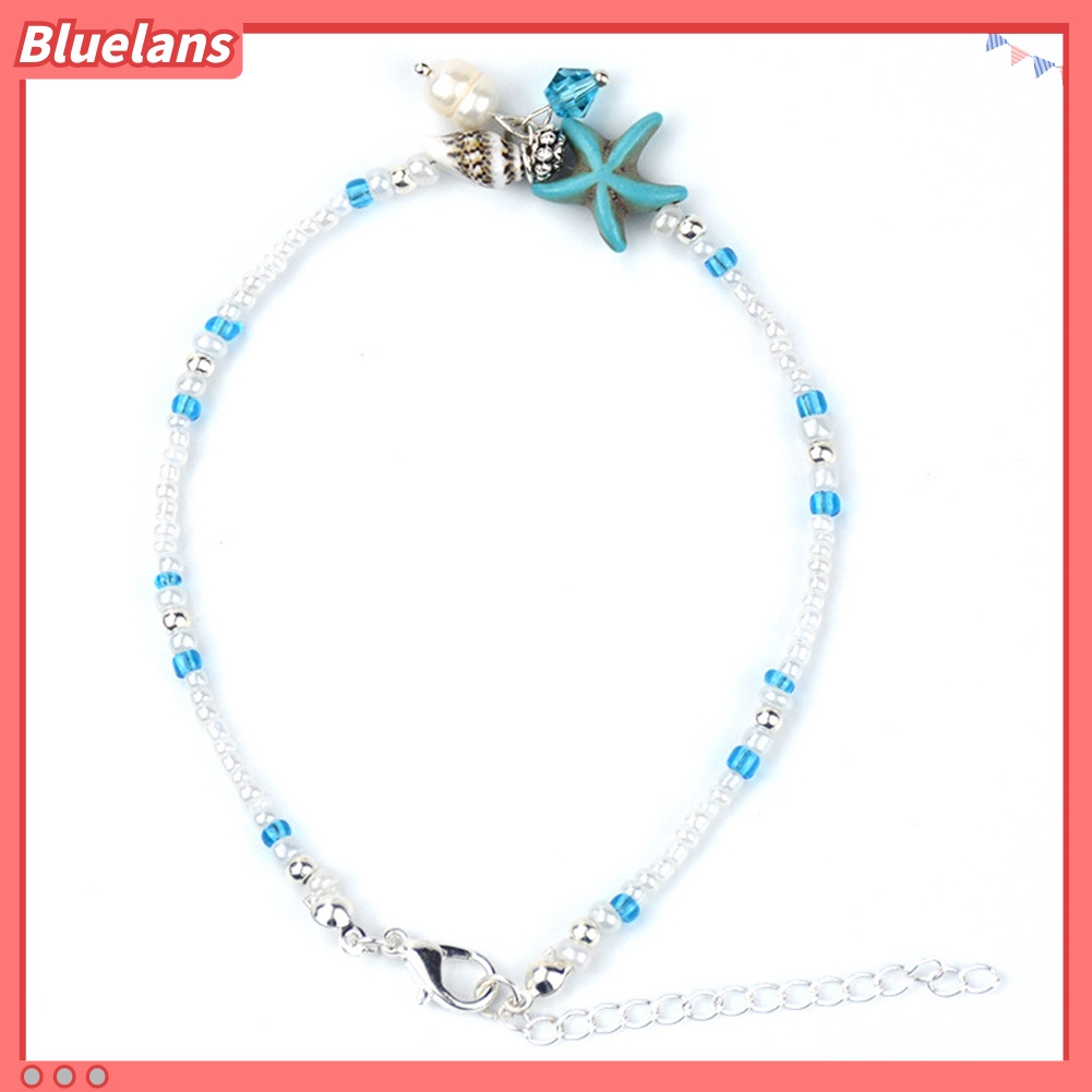 Bluelans Boho Lady Beaded Starfish Charm Barefoot Sandal Foot Chain Anklet Ankle Bracelet