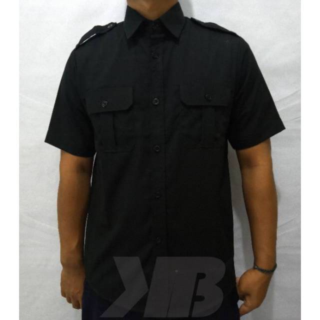 Kemeja security/ kemeja kerja pria wanita baju satpam hitam Kemeja Pdl Pdh Pria Wanita Lengan Pendek