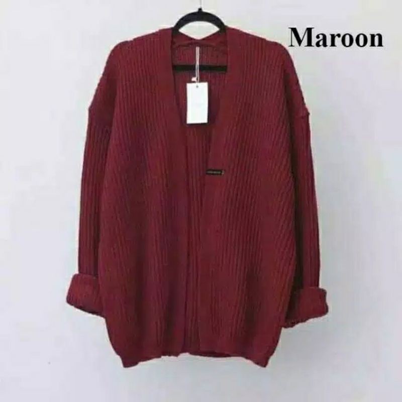CARDIGAN RAJUT BERSKA PREMIUM TERLARIS MKM-Maroon