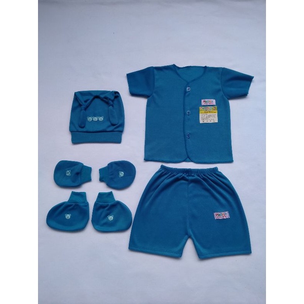 Setelan Baju Celana Bayi Newborn Lengan Pendek+Topi STK