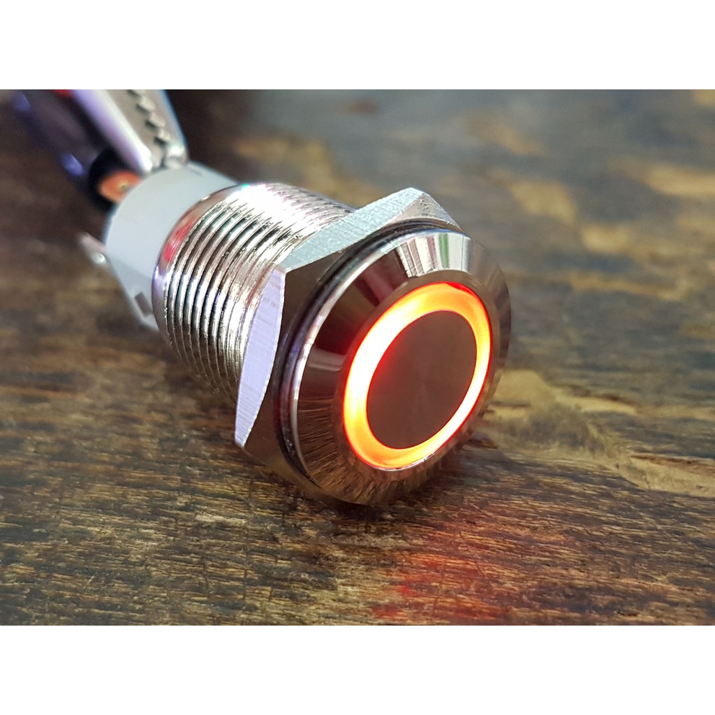 Saklar Push On Off Logo POLOS Nikel 16 mm 2 in 1 Color (Merah &amp; Biru)