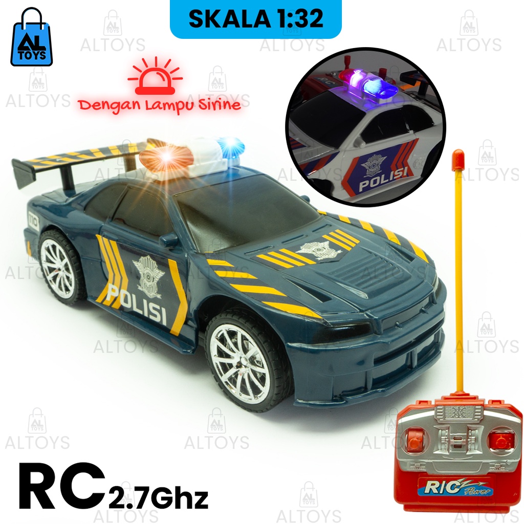 Mainan Remote Kontrol Mobil Polisi 2.7Ghz Skala 1:32 - RC Police Car