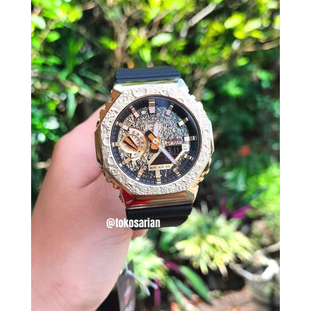 G-Shock Original GM-2100MG-1ADR Black Gold Limited Moon Gold Pria Sport Terbaru