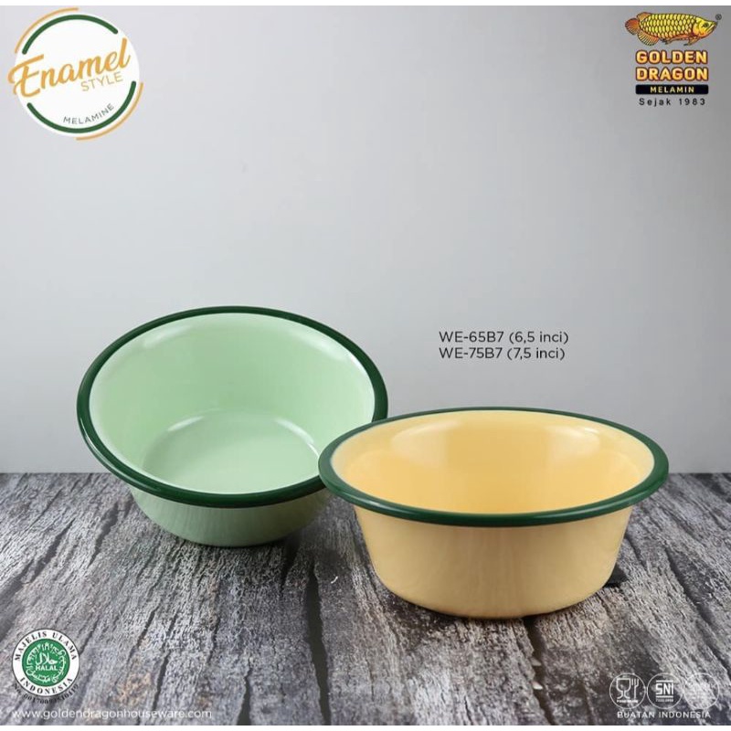 WE75B7 (3PCS) Mangkok/Mangkuk Tegak List 7,5inch WE-75B7 Golden Dragon
