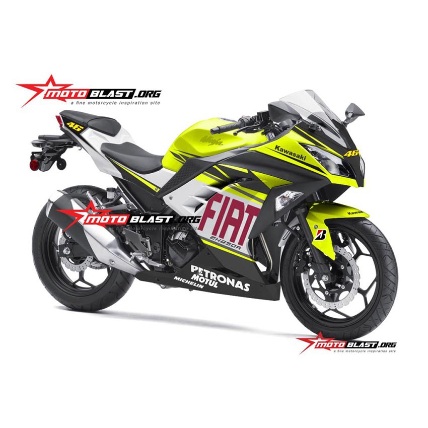 Decal Stiker NINJA 250R FI GREEN LEMON FIAT FULL BODY MOTOBLAST
