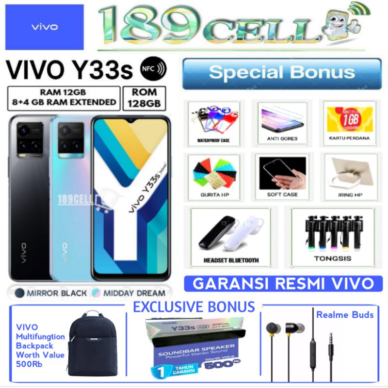 VIVO Y33S 8/128 | Y33 s RAM 8/128 GB | Y20sG 4/128 | Y02T 4/64 GARANSI RESMI VIVO INDONESIA