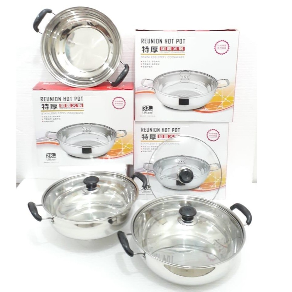 [HIGH QUALTIY] Panci Steamboat / Panci shabu-shabu / Panci Sukiyaki non sekat stainless tebal