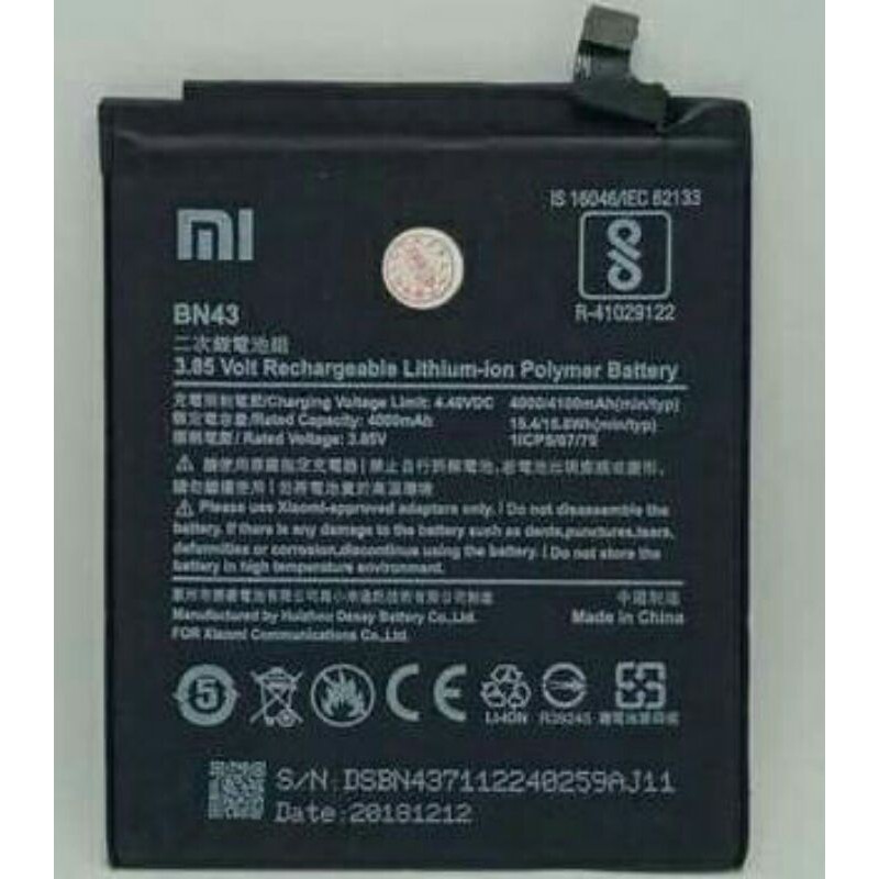 baterai xiomi redmi note 4x / xiaomi note 4/ bn41/bn43 battry original xiaomi batre hp batere xiaomi