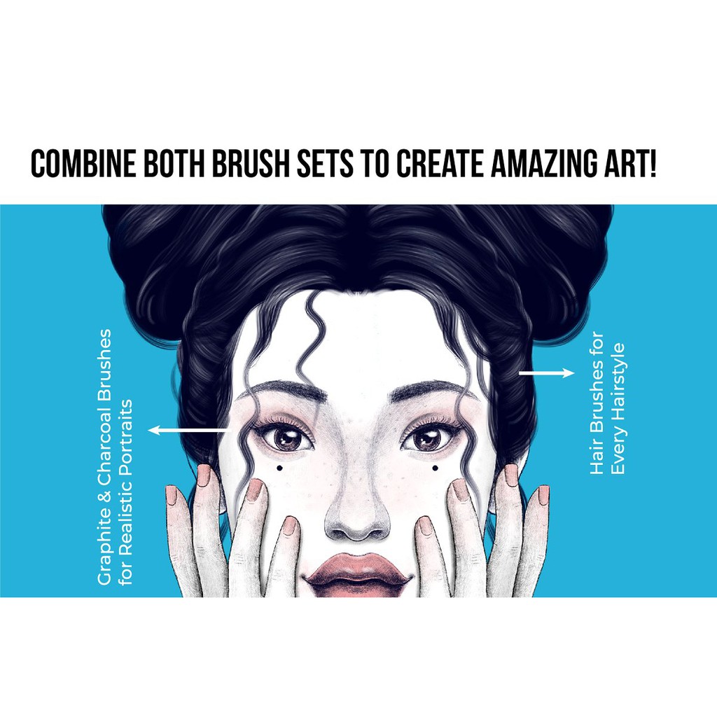 Pocreate Brushes - Perfect Portrait Brush Set Bundle with eBook &amp; Practice Sheets