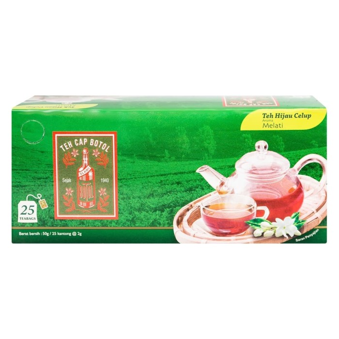 

Teh Cap Botol - Teh Hijau Celup Aroma 25 Melati - grosir Termurah per