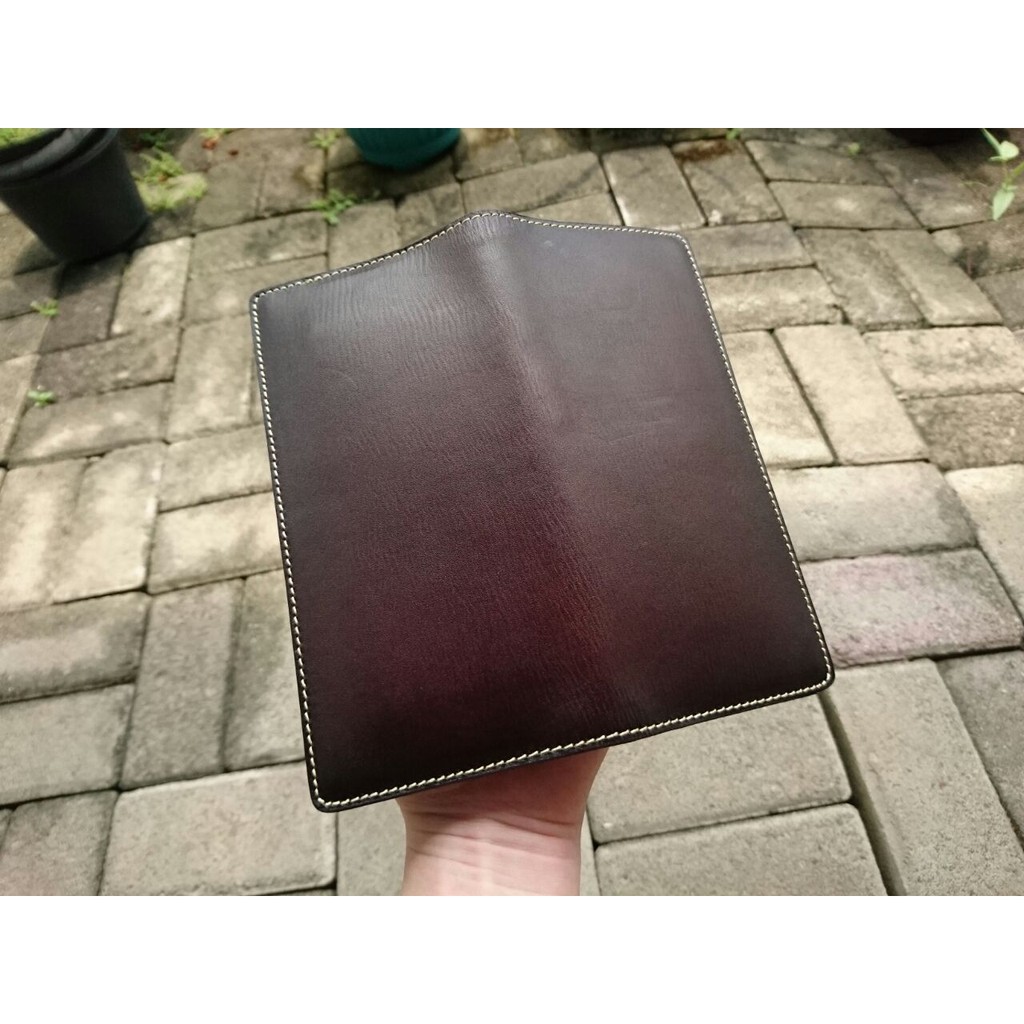 Dompet Kulit Panjang Pria Wanita Vegetable Tanned Leather (9145 Coffee