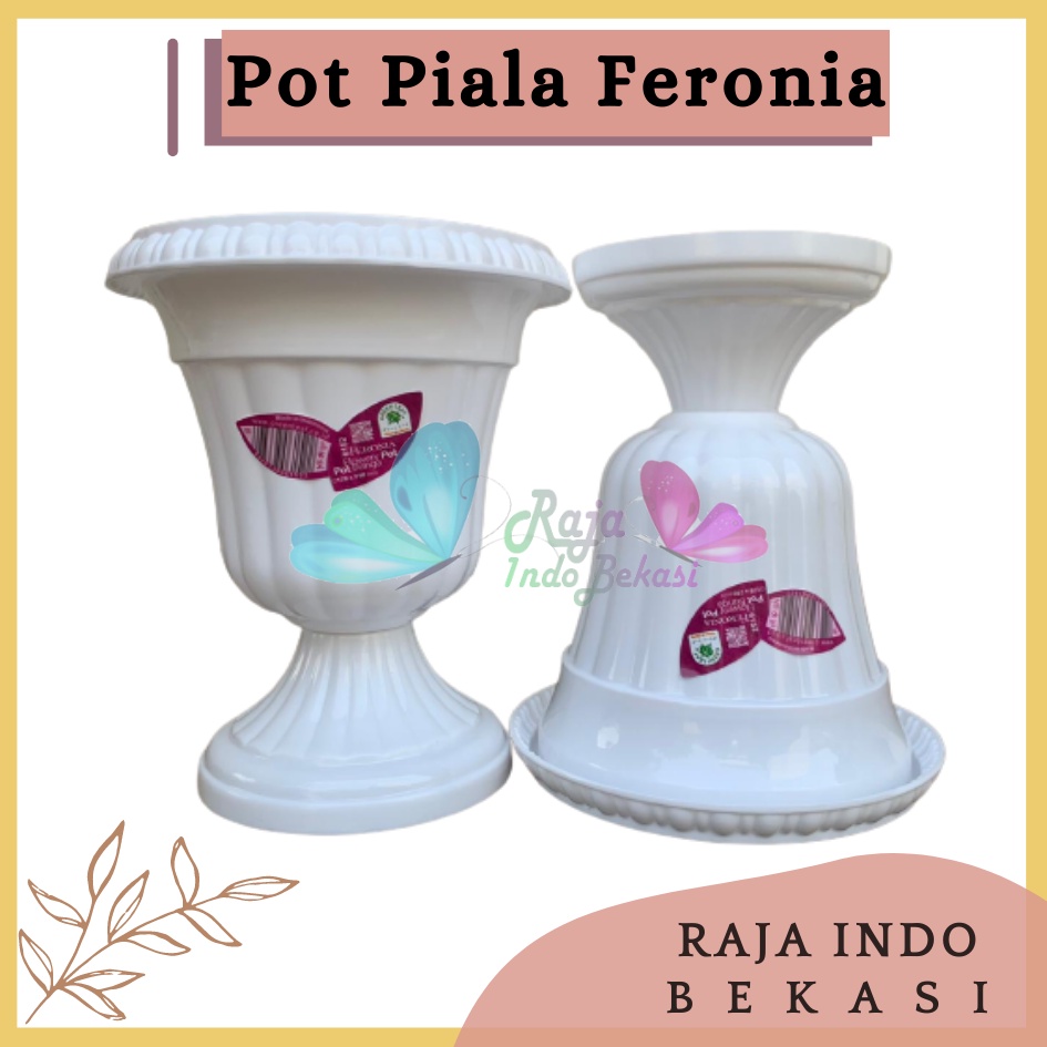 Pot Piala Green Leaf Feronia 6152 Putih Pot Piala Tinggi Putih Plastik hitam pendek 50 - Pot bunga tanaman piala feronia putih 18cm - PIALA MINI 6152