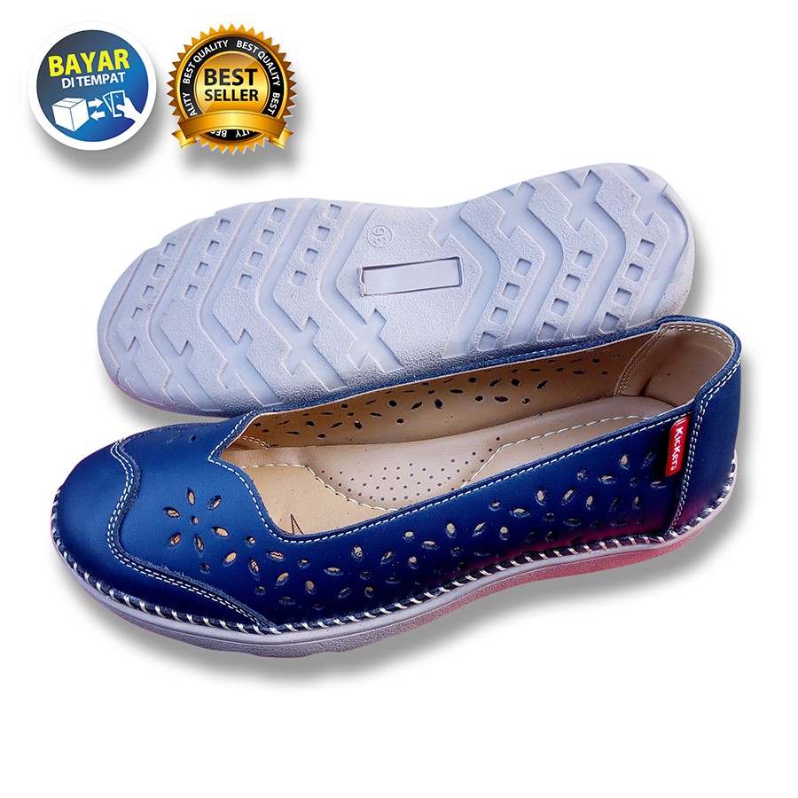 PROMO 4.4 MEGA SALE !! SEPATU BALET WANITA DEWASA BAHAN KULIT SAPI ASLI NAVY /SAKIPO