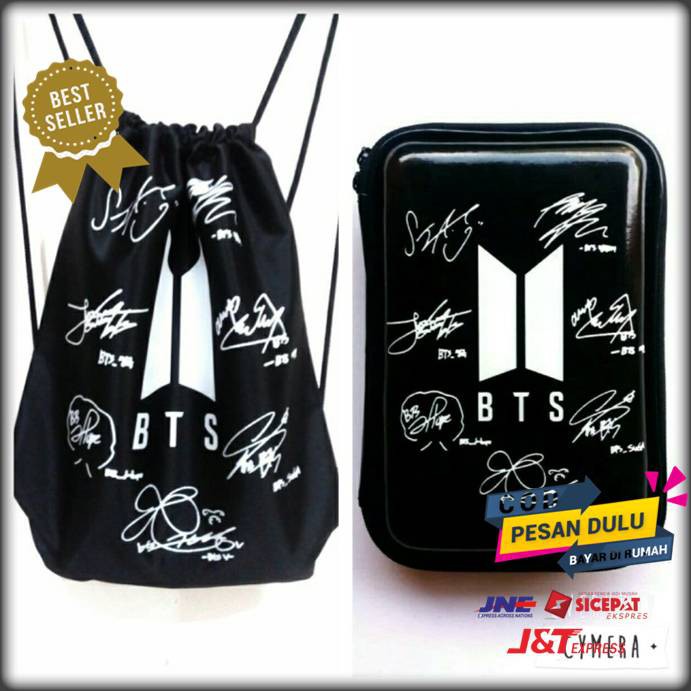 

TAS TREND LINE JAMAN SEKARANG FASHION ANAK "Paket 1 tas serut dan 1 hpo t4 pensil Kpop Blac