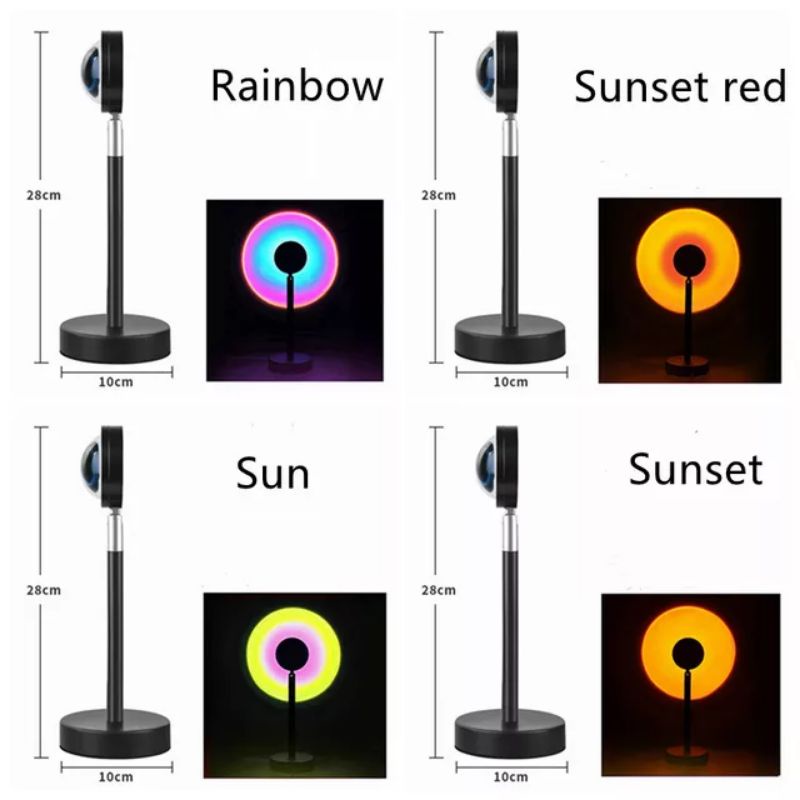 Lampu Sunset Lamp LED Proyektor Warna Pelangi Lampu tidur