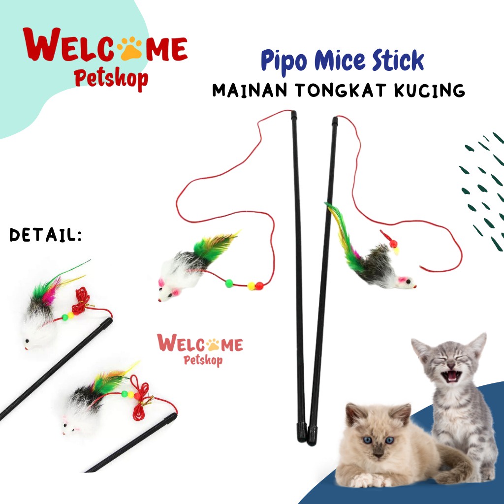 Pipo Mice Stick Mainan Kucing Tongkat Tikus Cat Toy