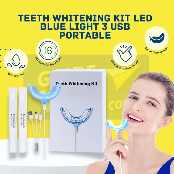 Alat Pemutih Gigi 16 LED Blue Light 3 USB Portable Bleaching Gigi [READY STOCK]