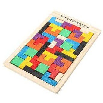 Main Puzzle Tangram Tetris - Mainan Edukasi Montessori Anak