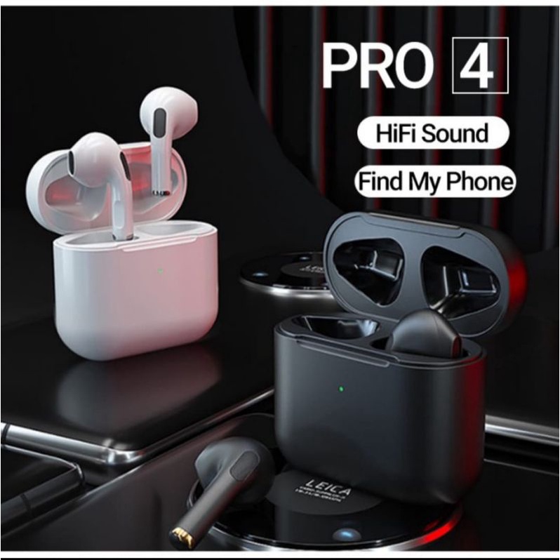 Pro 4 TWS Earphones Bluetooth Headset Bluetooth 5.0 Earphone BT -Hitam