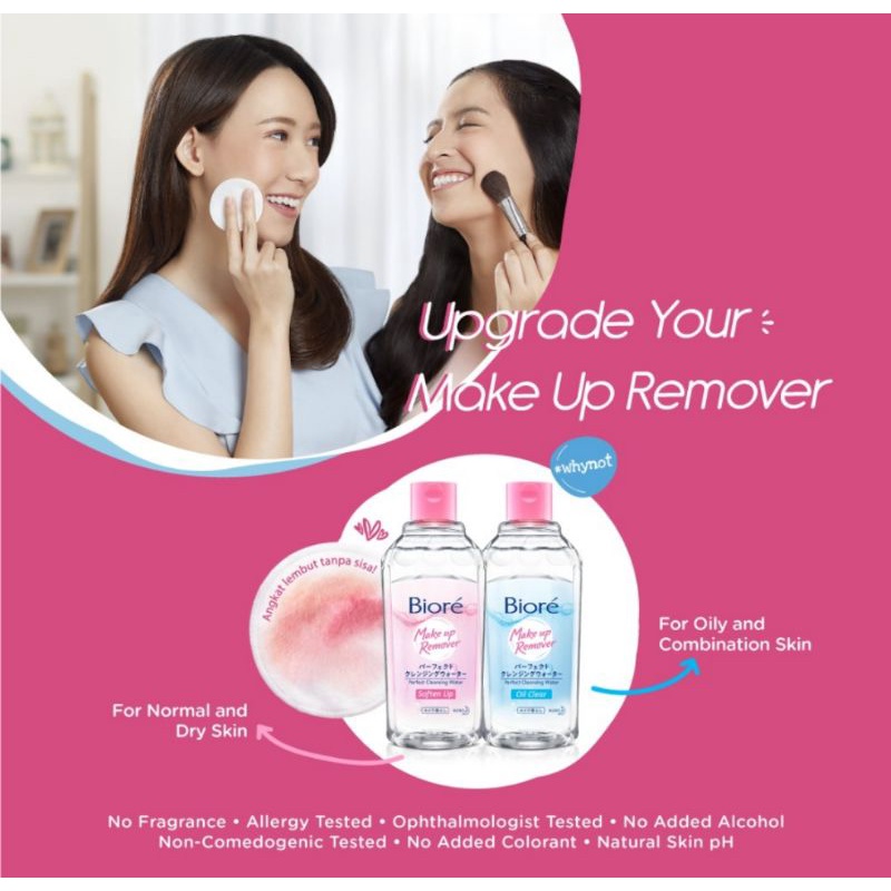 BIORE MAKE UP REMOVER PERFECT CLEANSING WATER OIL CLEAR 300ml SOFTEN UP dan micellar massage oil cleanser gel