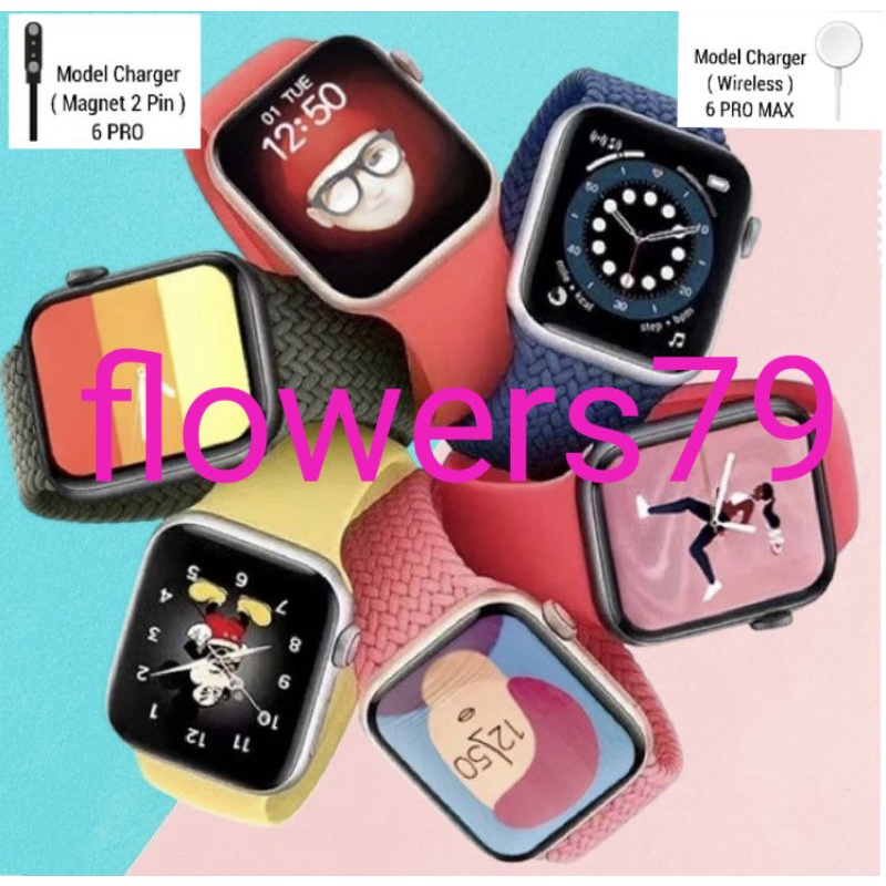 Smartwatch IWO 6 PRO MAX Wireless Charger flowers79