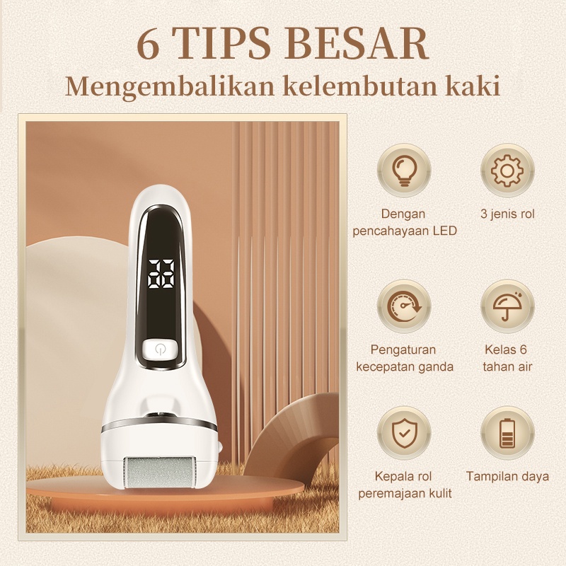 Amazefan Alat Penghalus Kaki Elektrik Pengelupasan pembersih Kulit Untuk Menghilangkan Kulit Mati Kapalan Tumit Alat Amplas Pedicure Menicure Callus Remover Kelupas perawatan kaki Portable Mesin Penghalus Tumit Kaki kikir pengkilap kuku menicure pedicure