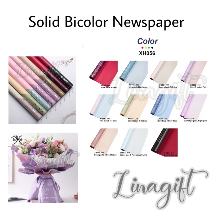 ( 5 Lembar )TRANSLUCENT NEWSPAPER FLOWER WRAPPING PAPER BICOLOR NEWSPAPER KOREAN PLASTIC CELLOPHANE/ KERTAS BUNGA/ FLORIST