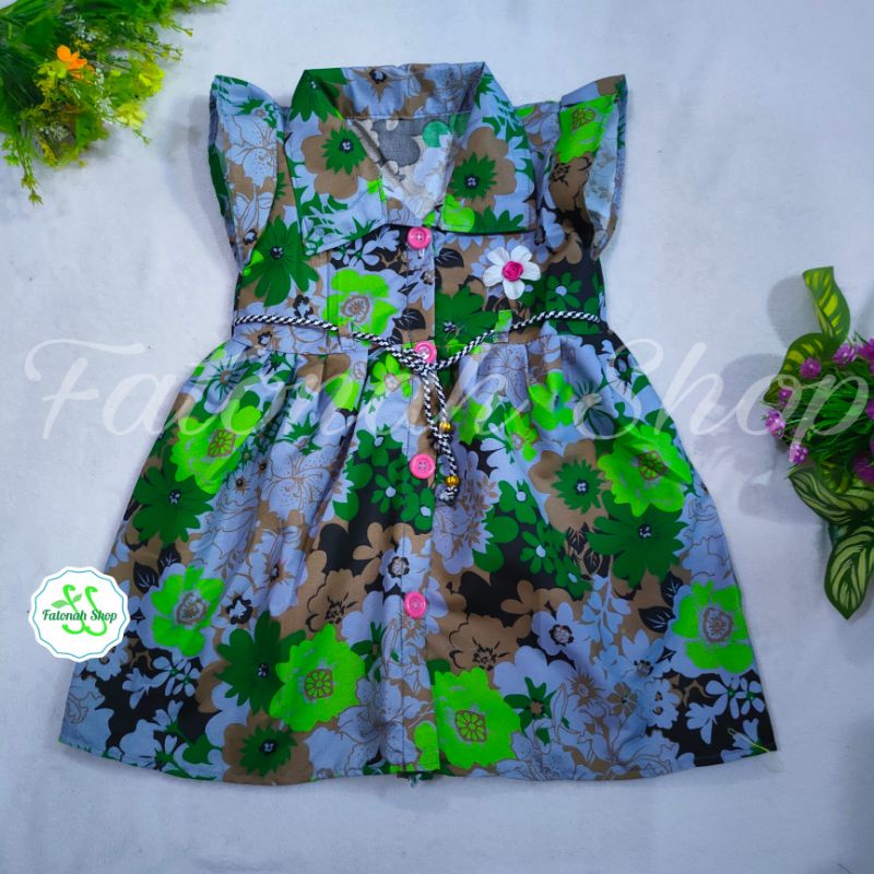 Dress Anak 1 2 2,5 tahun Gaun baju rok anak cewek perempuan  motif bunga ( dress Baby Flow )