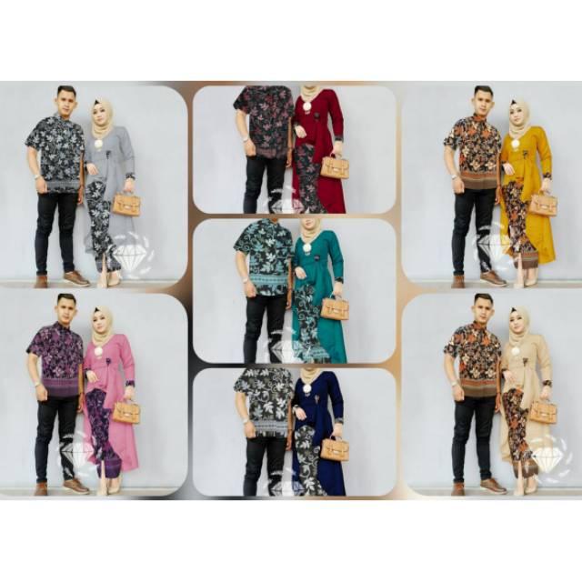 CP Harum Couple hanum harum Batik / Ag Baju couple batik Kondangan Kekinian Lebaran 2022 Kapel Cople Kapel Pasangan Muslim Remaja Dewasa Set Kemeja Dan Gamis Simple Elegant Mewah Cp Keluarga