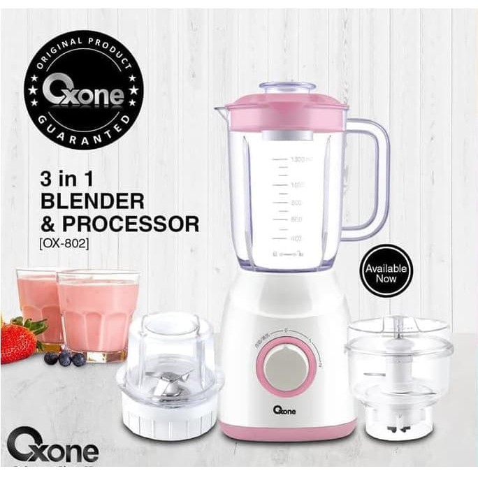 Oxone OX-802 3in1 Classic Blender &amp; Mini Chopper / Food Processor - Putih