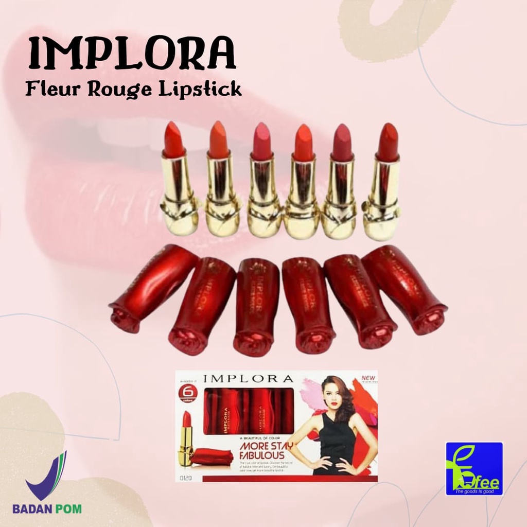 [LOCAL] - Implora Lipstick Diamond Fleur Rouge / Rose / Mawar Kode D09