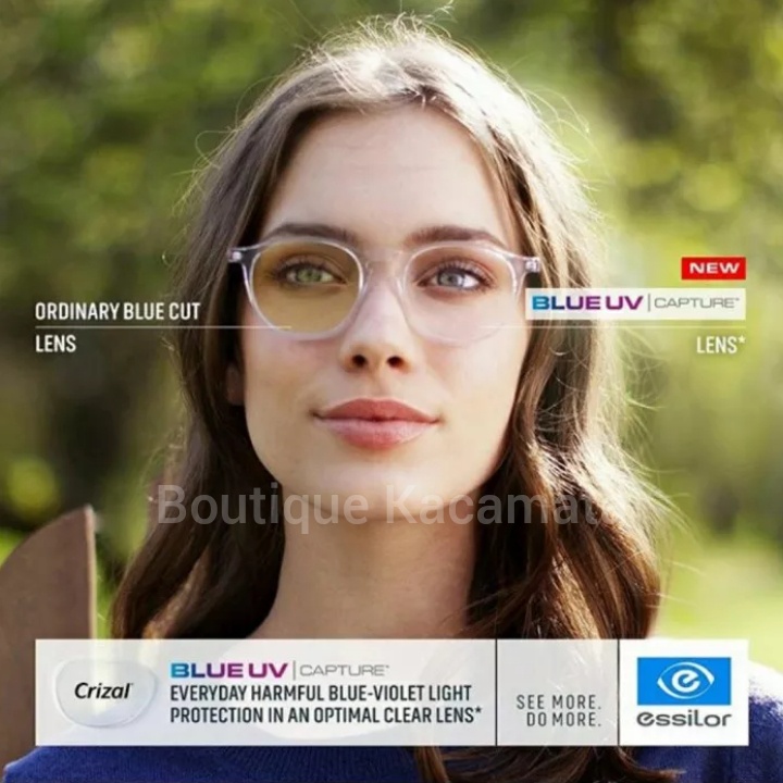 Lensa Essilor FSV Blue UV Capture Crizal Sapphire HR