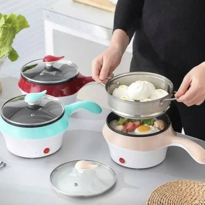 Panci Multifungsi Elektrik Listrik Alat masak Travel UNTUK MASAK + KUKUS + GORENG