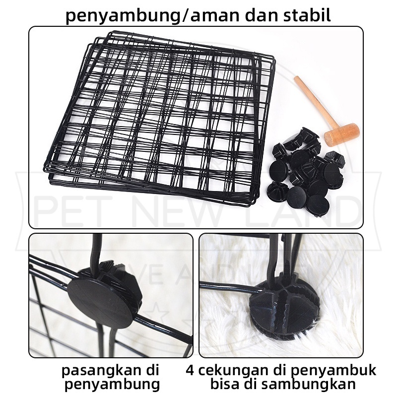 Kandang Kucing Kandang Anjing Kelinci tempat tidur Pet Cage Pagar Besi DIY Kandang Hewan Peliharaan-8