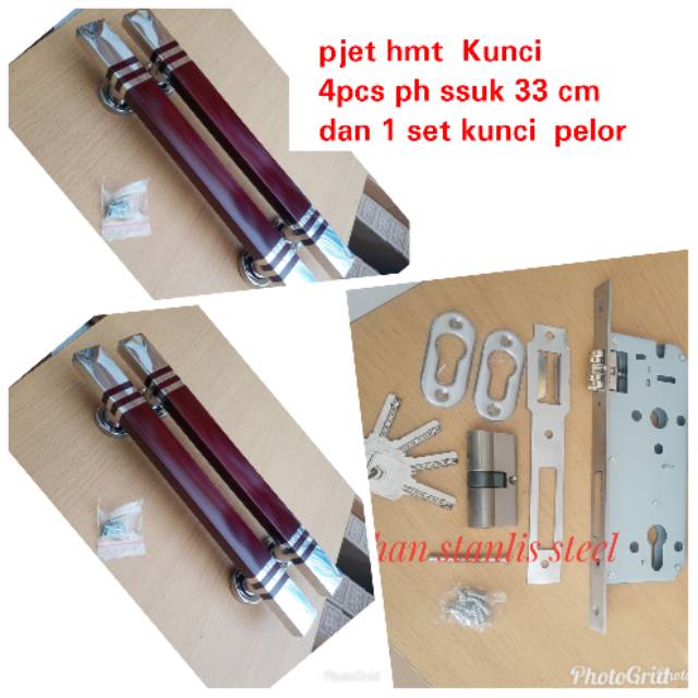 Pket hmt murah kunci pintu minmlis kunci pelor plus pull handle stanlis kunci pintu pelor kunci lngk