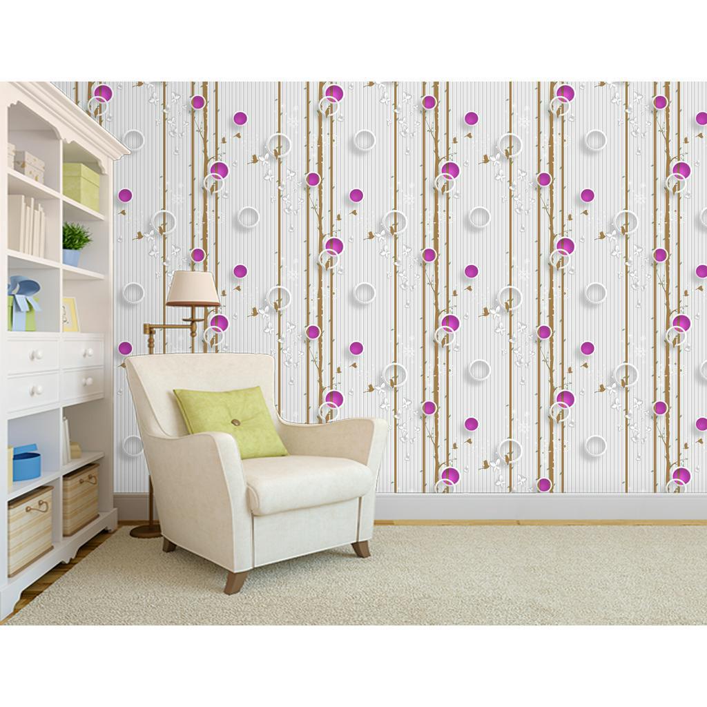 Wallpaper dinding kamar tidur Murah 45cmx9M Motif Best Seller Wallpaper 3d Batang Daun Bulat  Best pompom