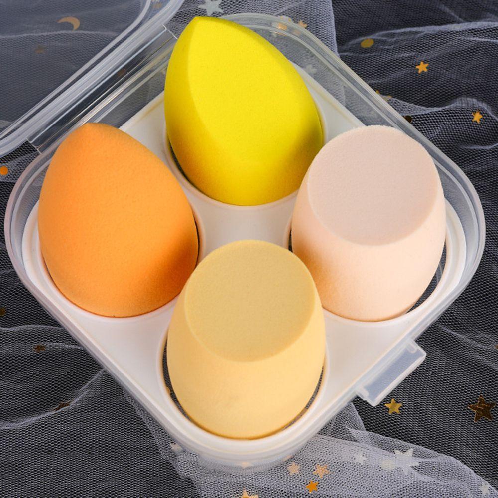 4 Pcs Sponge Blender Puff Bentuk Tetesan Air Aneka Warna Untuk Makeup Foundation Powder