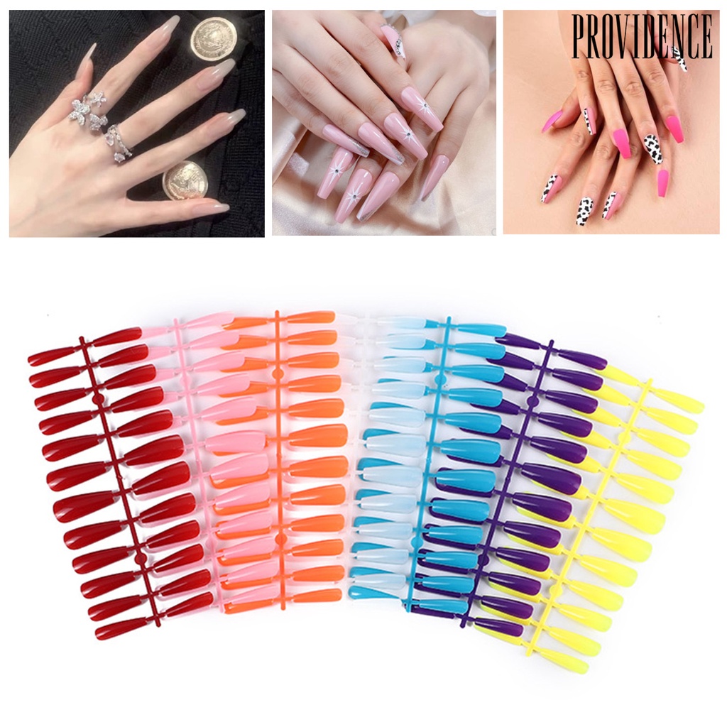 Providence 10 Set Kuku Palsu Warna Campur Bahan Plastik Untuk Nail Art DIY