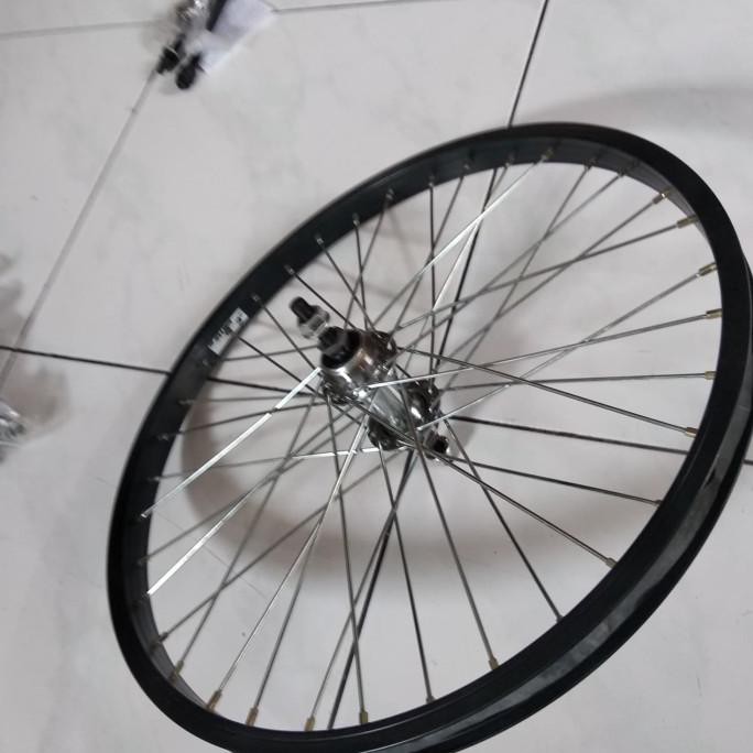 Paket Roda Sepeda 26 Belakang Full Hitam , Pelek +Jari Ban Luar Dalam