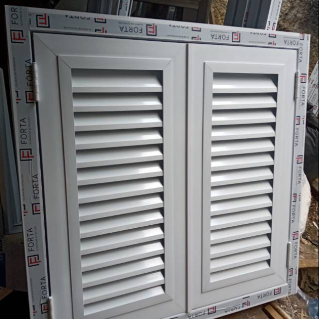 Jendela Aluminium Double Jalusi 120x120