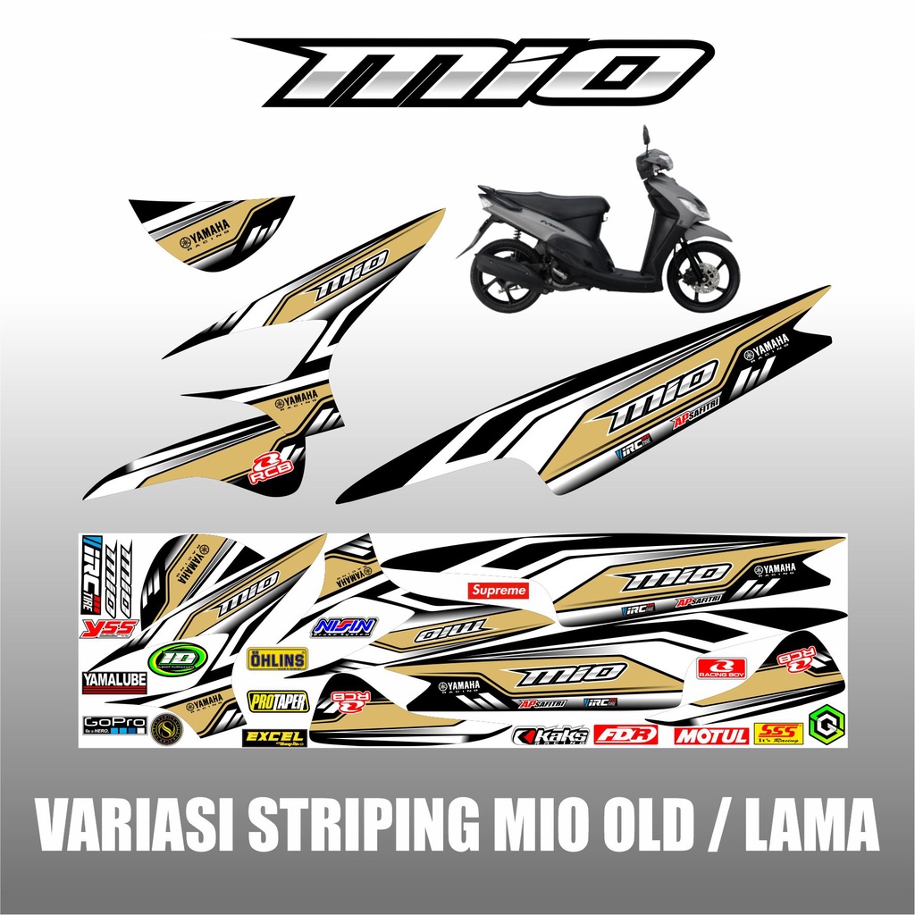 STRIPING MIO RACING / STIKER MIO LAMA 2201 HITAM KOMBINASI HIJAU GOLD