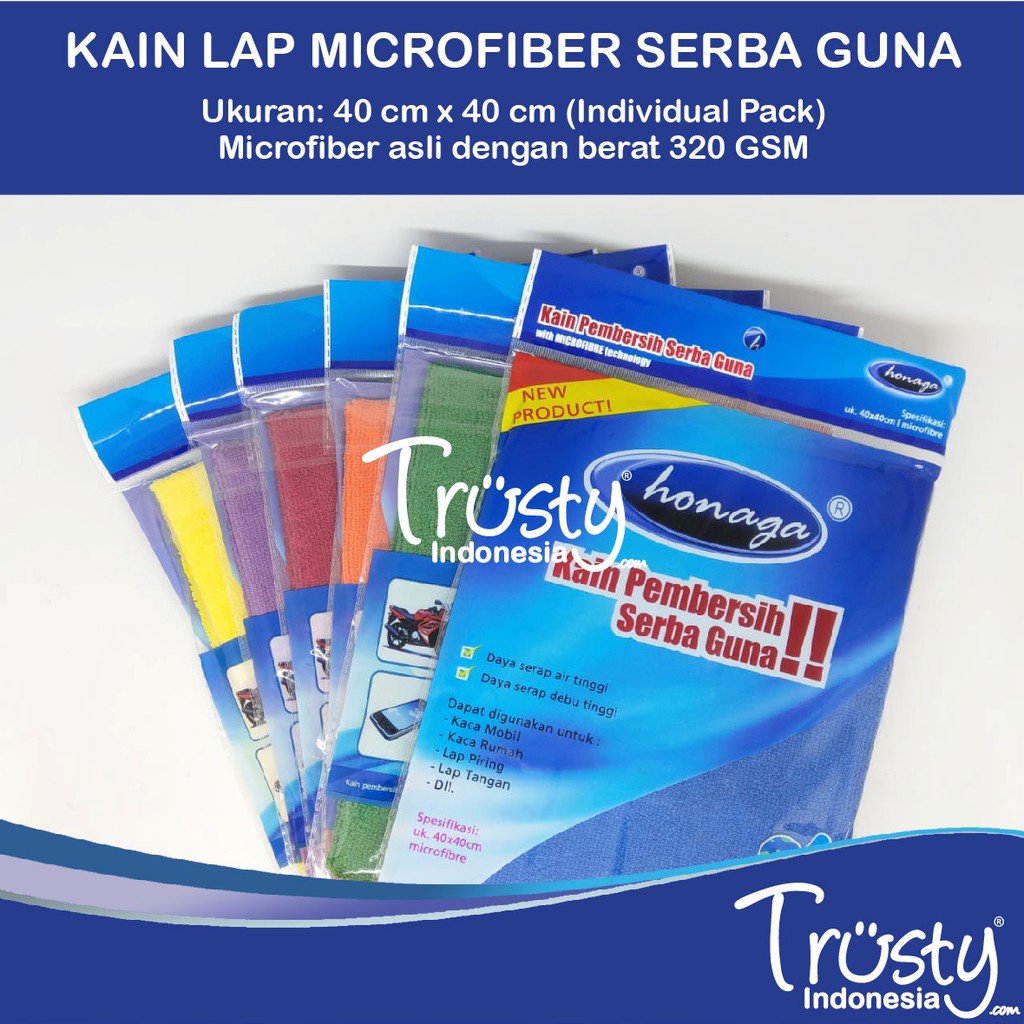 Lap Microfiber/Kain Lap/Lap Mobil/Motor/Mikrofiber/Kanebo/Ukuran Besar Jumbo Tebal Honaga