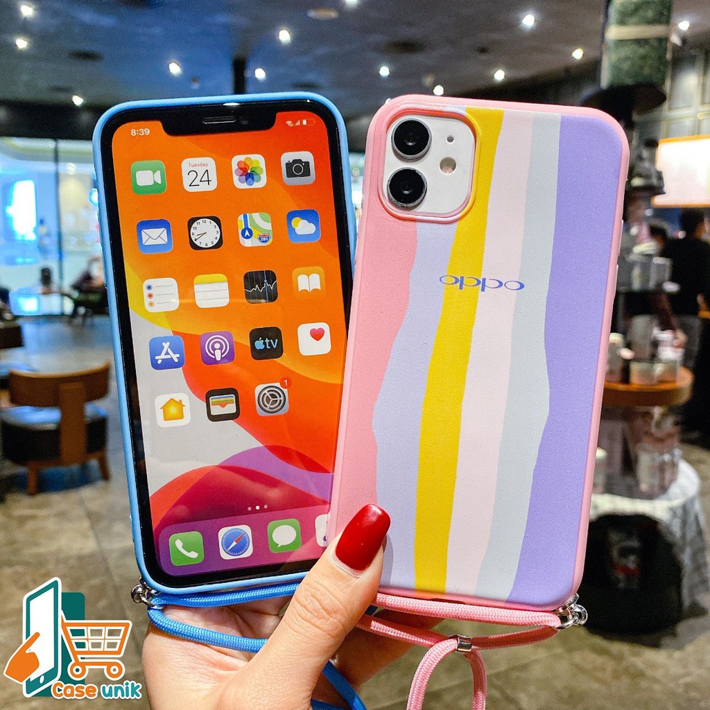 SS165 case Tali Slingcase Lanyard Rainbow Oppo F5 Youth F7 F9 A5s A11k A12 A7 A31 A9 A5 2020 A36 A76 CS2231