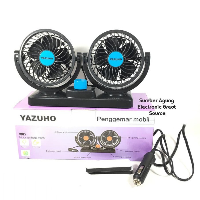 YAZUHO Kipas angin Mobil DC 12VOLT - KIPAS MOBIL DUAL KIPAS YAZUHO 12V