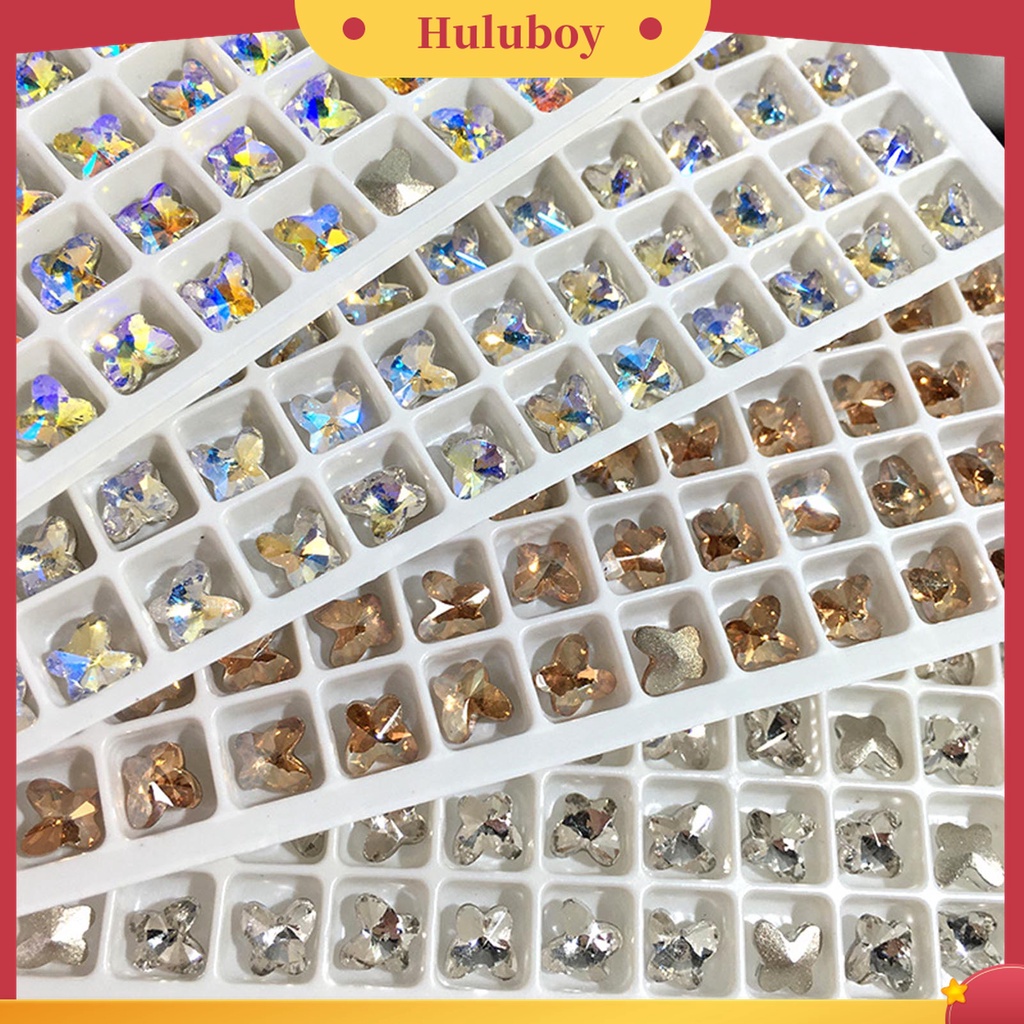 Huluboy Huluboy♡ 50 Pcs Aksesoris Kristal Buatan Bentuk Kupu-Kupu Untuk Nail Art Wanita
